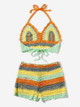 Multi-Color Knitted Rainbow Bikini Sets