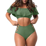 Ruffled Shoulder Bikini Set