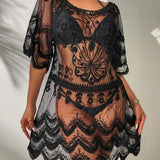 Lace-up beach dress cover-up