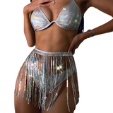 Sequin Tassel Skirt Bikini Set