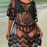 Lace-up beach dress cover-up