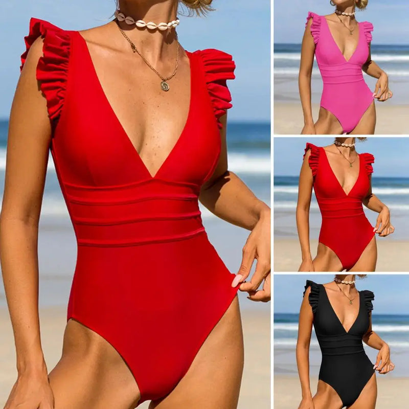 Vintage Ruffle One-pieces Swimsuits