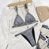 Backless Triangle Bikini Set